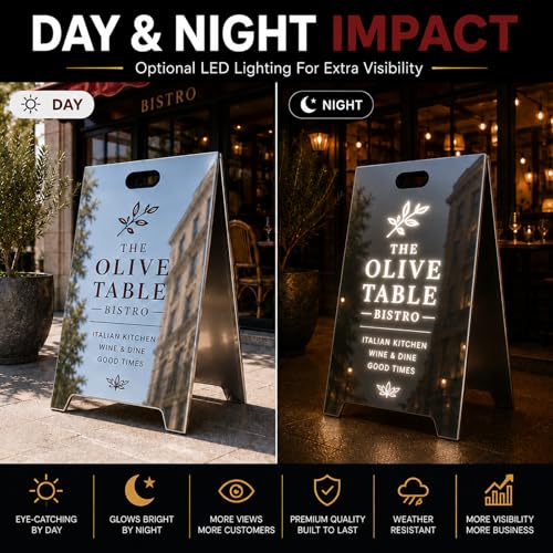 Image of Custom A-Frame Business Sign, Waterproof Sidewalk Display with Logo