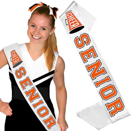 Cheer Senior Sash Orange - PREMIUM GRADE SATIN Cheerleader Sashes - Cheer Squad Senior Party Supplies4