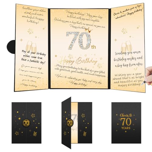 Dagelar 70th Birthday Party Decorations for Men Women, Black Gold Large 70th Birthday Alternative Signature Guest Book, Cheers to 70 Years Old Table Sign Picture Frame Gift, 70th Birthday Party Favor