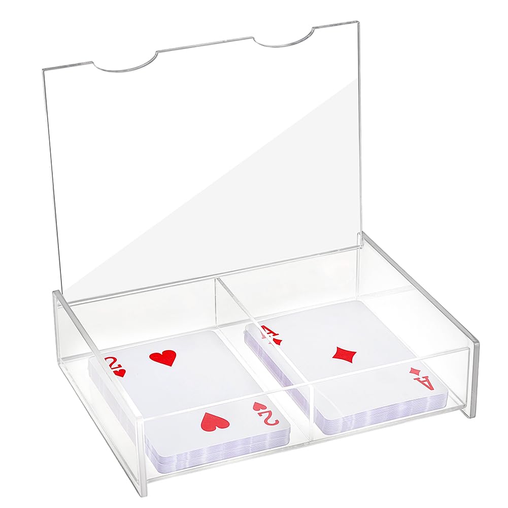 PH PandaHall Clear Acrylic Twin Playing Card Deck Case for Poker Bridge Card Box Holder with Lid Playing Cards Box Storage Deck Card Deck Case for Game Night Party Storage and Collection