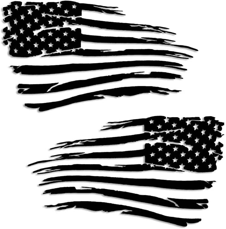 Aftershock Decals American Flag Decal Distressed Grunge Battle Military USA Matte Black