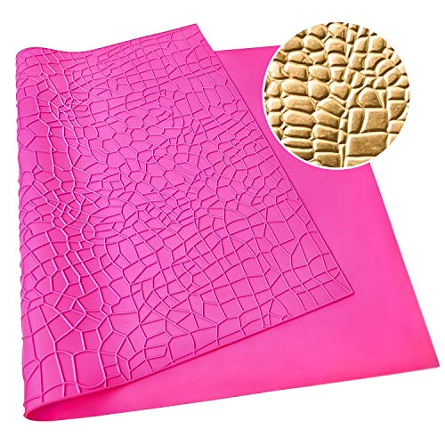 Warmoor Silicone Cake Fondant Mat Crocodile Alligator Pattern Impression Lace Mold 22 x 14 inches Pink Crocodile