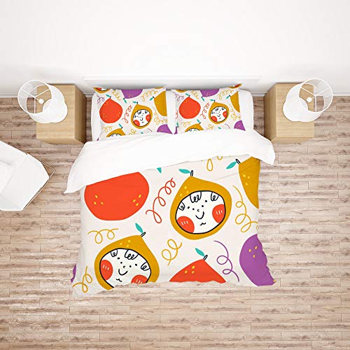Housse de couette garçon poires colorées lit polyester doux - 3
