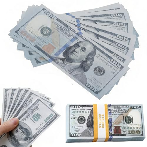 Aethryon 100Pcs Prop Money 100,Faux Billets-100$ Faux Argent de Jeu,Argent Fictif Billets en Jouets,pour Magasins et études,Accessoires de Fêtes
