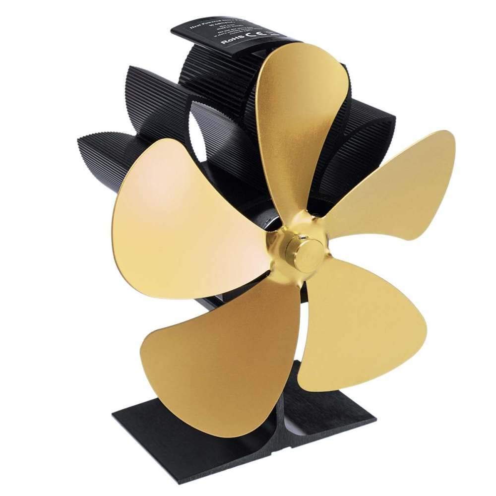 Ventilatore per Stufa Nero 5 Lame Ventilatore per caminetto Alimentato a Caldo Stufa a Legna Silenzioso Ventilatore per caminetto Domestico Distribuzione efficiente del Calore (col