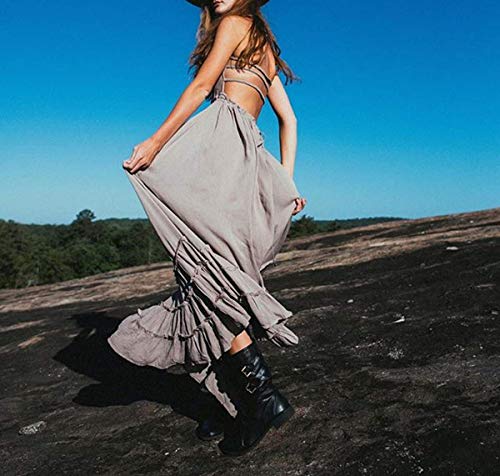 Image of R.Vivimos Womens Summer Boho Sexy Backless Long Dresses