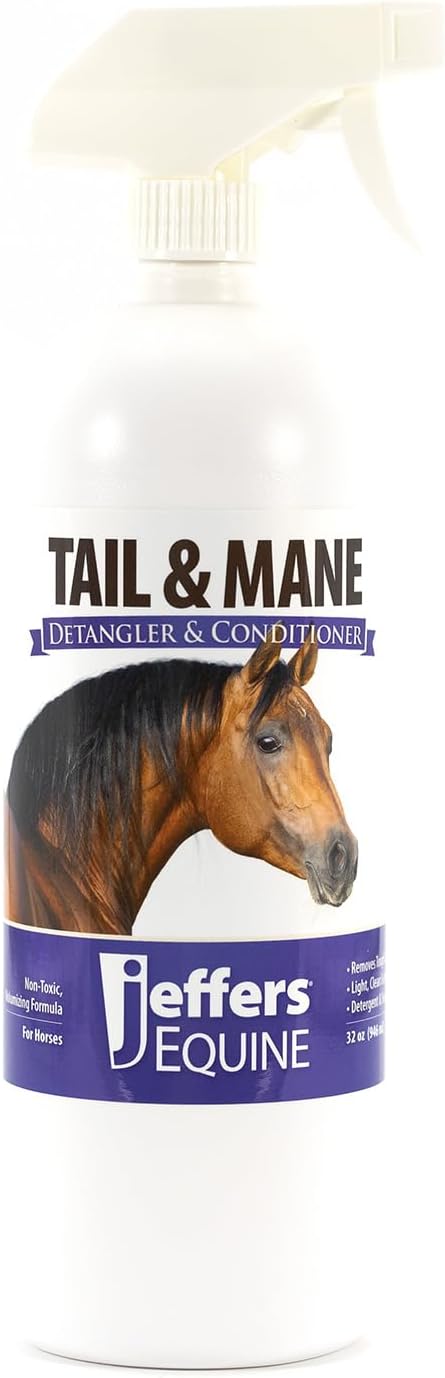 Jeffers Equine Tail & Mane Detangler & Conditioner Spray for Horses, 32 oz