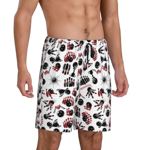 Vosery Mens Pajama Pants - Bowling Comfy Sleep Shorts Mens Pajama Shorts, Mens Lounge Shorts Pj Pants