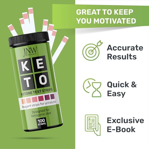 Image of Ketone Test Strips by JNW Direct, 100 Keto Test Strips for Keto, Low Carb Diet - Urine Test Strips, Ketosis Test Strips Urine, Keto Strips, Ketone Urinalysis Test Strips, Ketones Test Kit - Free eBook