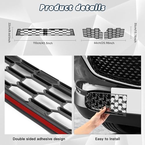 Image of Ruiya 2026 CX5 Front Grill Mesh Inserts Trims for 2026 Mazda CX-5 Accessories ABS Material Upper & Lower Front Grille Guard Compatible with 2026 Mazda CX 5 All Trims