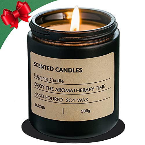 Birthday Gifts for Womenï¼Rose and Sandalwood Scented Candles, Aromatherapy Candles for Home Scented, Jar Candles for Home Decor, Soy Bougies in Black Matte Jar, Scented Candle with Kraft