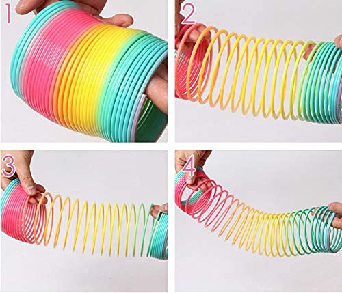 Liberty Imports 6 Pack: Large Magic Rainbow Coil Springs - 4" Classic Plastic Neon Plastic Walking Spring Toy, Bulk Kids Novelty Party Favor Supplies #TOP1