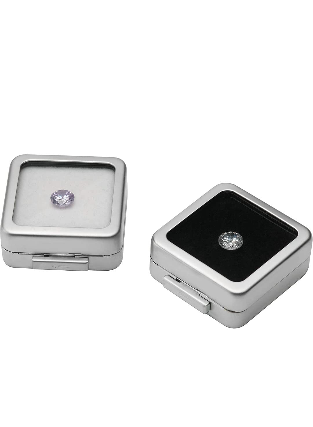 Metal loose Diamond or Gemstone Display Storage Collection box with Glass top(Silver)