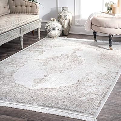 nuLOOM Cantrell Vintage Medallion Area Rug, 10' x 14', Ivory