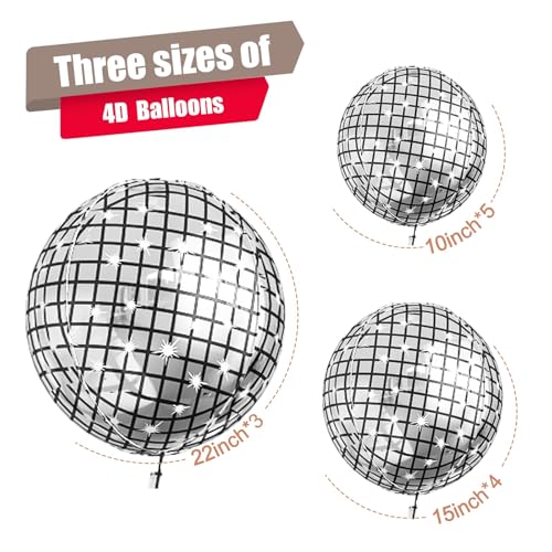 Image of 12PCS Disco Ball Round Foil Balloons 22 inch 15 inch 10 inch Large Mylar Balloons