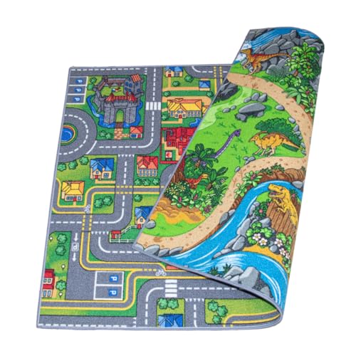Carpet Studio Umkehrbar Teppich Kinderzimmer 95x133cm, Kinderteppich Dino & Playcity, Spielteppich...