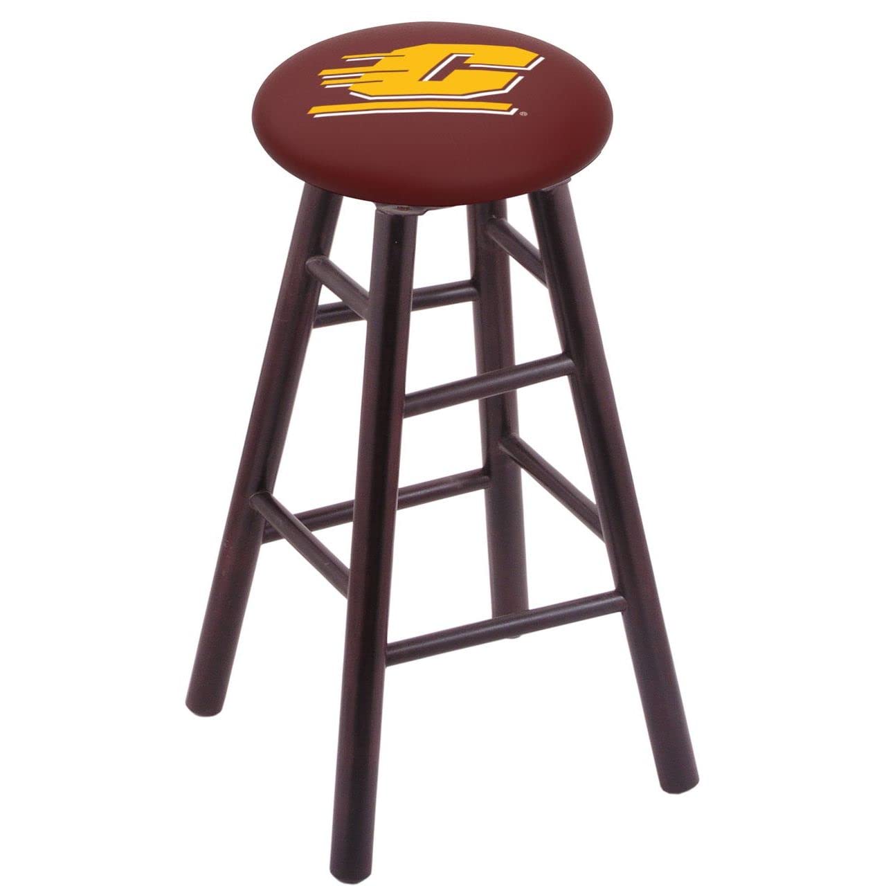 Holland Bar Stool Co. Maple Bar Stool in Dark Cherry Finish with Central Michigan Seat by The