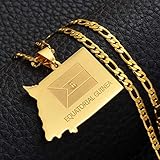 vertikales gemüse  Unisex-Halskette Mit Anhänger,Äquatorialguinea Karte Personalisiert Verhindern Sie Allergie Neuheit Charme Schmuck Für Jugendliche Und Mädchen Frauen Männer - Elegantes Design - Handgemachtes Ge