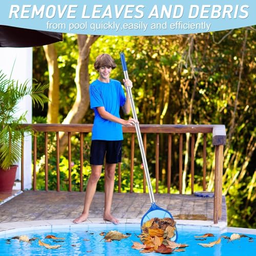 Image of Swimming Pool Accessories Cleaning Kit - Pool Cleaning Net & Swimming Pool Cleaning Brush | Pool Cleaner Equipment for Leaves, Debris & Dirt