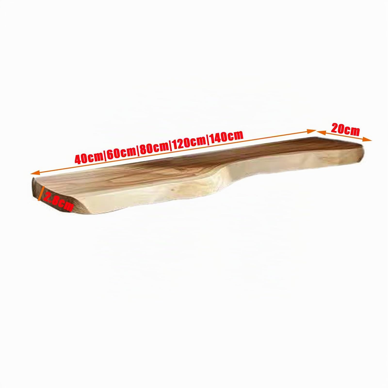 40/60/80/120/140cm Scaffale da Parete in Legno Massiccio, Mensole Galleggianti Irregolari Naturali con Staffe Invisibili, Mensole per La Decorazione del Soggiorno(Size:60cm)