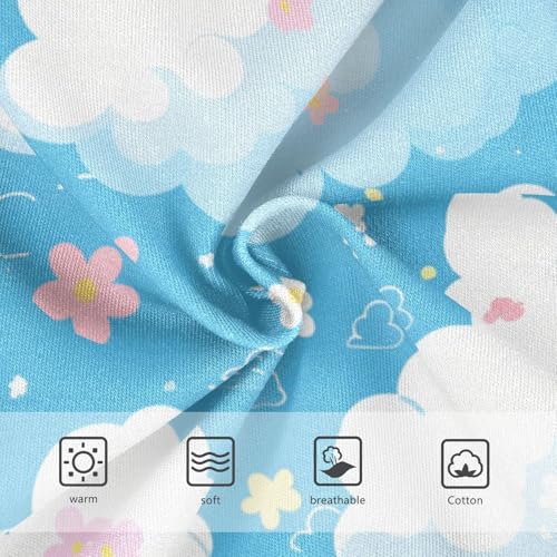 KLL Clouds on Blue Background Little Boys Pure Cotton Athletic Underwear Cute Children Panties3