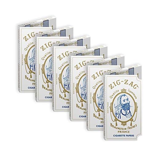 ZIG-ZAG Rolling Papers – Original White 70 mm Paper – Natural Gum Arabic – Thin Glue Sealing Line – 6 Booklets with 32 Papers per Booklet