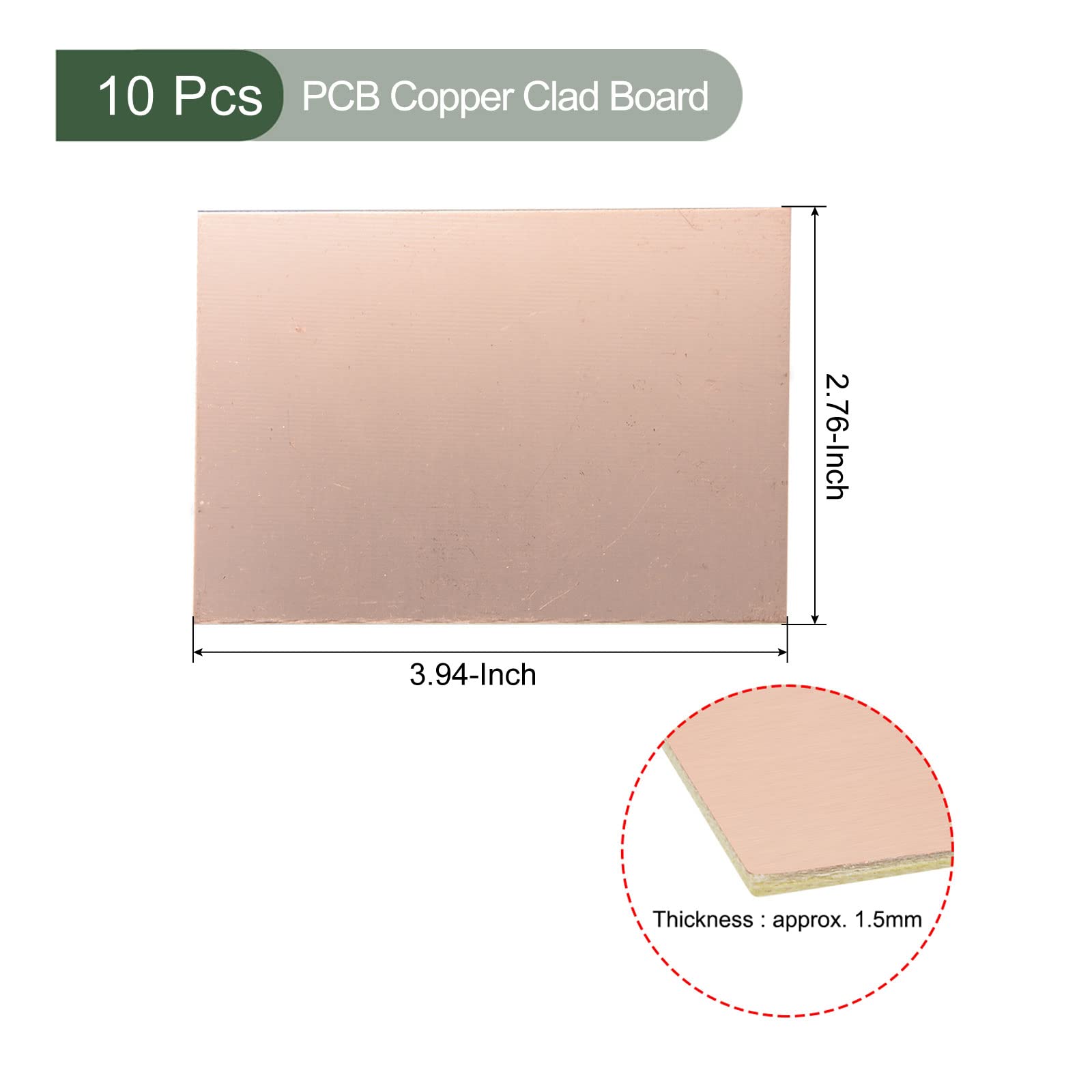 YOKIVE 10pz PCB Rame Rivestimento Scheda, FR4 Singolo-Lato Circuito Schede, Eccezionale per Elettronica Hobby, Incisione, Circuito Progetti (100mmx70mmx1.5mm)