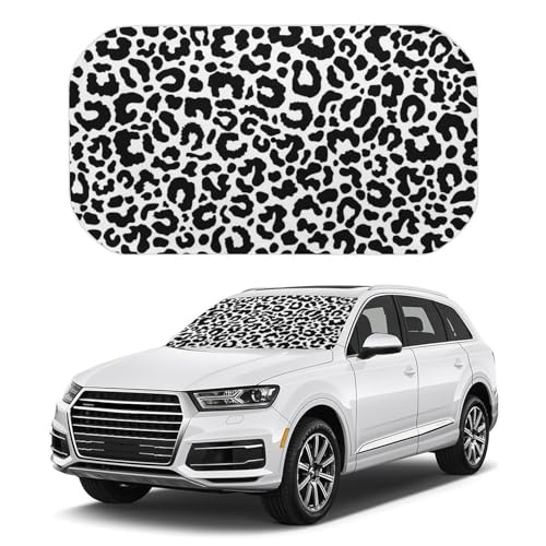 車用サンシェード ダルメシアン柄ヒョウ柄 傘型 折りたた式 遮光 遮熱 紫外線遮蔽おしゃれ 取り付け簡単 収納便利