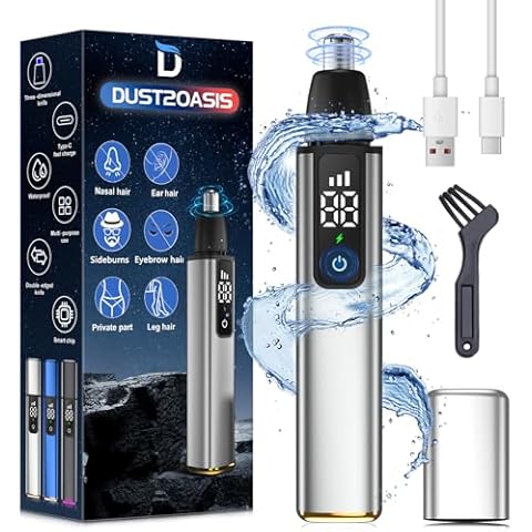 Ear and Nose Hair Trimmer for Men Women–2024 Nose Hair Trimmer Clipper Pro-15,000 RPM Motor with 3 Speed and LED Display, Hair Trimmer Set with Dual Edge Blades, IPX7 Waterproof, Type C Rechargeable Cover