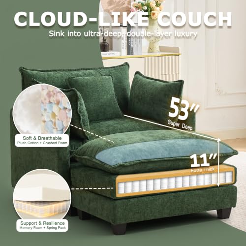 Image of 42 inch Modular Sectional Sofa, Cloud Couch Single-Seat with Ottoman