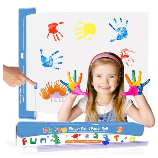 Funto Rollo de papel para pintar con los dedos, 12''x400'', sin tamaño, blanco, papel de pintura grande para niños pequeños, papel de arte para niños, papel para pintar, fácil de cortar