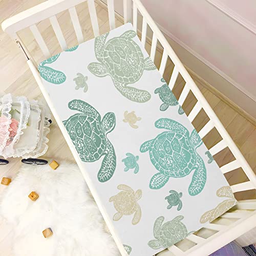 Image of Sea Turtle Crib Sheets, Crib Sheets for Boys Girls, Breathable Soft Standard Toddler Crib Sheet 52 X 28 Inches