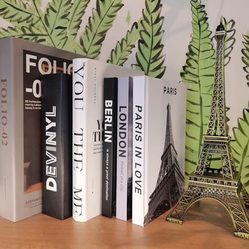 3 Stück Dekorative Buch,Modische Dekorative Bücher mit Befüllbaren Leeren Seiten für Heimdekor,Display Bücher für Couchtisch Büro, Dekobücher für Display Regale Wohnzimmer(Paris/London/Berlin)