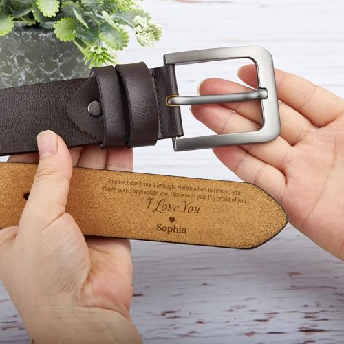 To Husband, Boyfriend I'm Proud Of You - Personalized Engraved Leather Belt, Gift for Mens Husband on Valentine's Day, Anniversary, Father's Day4