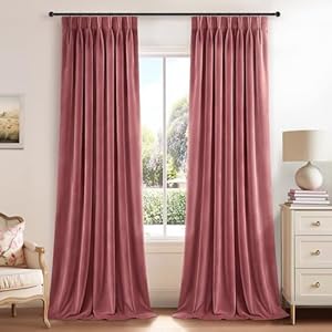 Dusty Rose Velvet Curtains 90 Inches Long,Luxury Thick Velvet Viral Pinch Pleated Drapes for Nursery Girls Room Blackout Decorative Aesthetic Cute Window Drapery Panels,40" Wx90 L,Set of 2