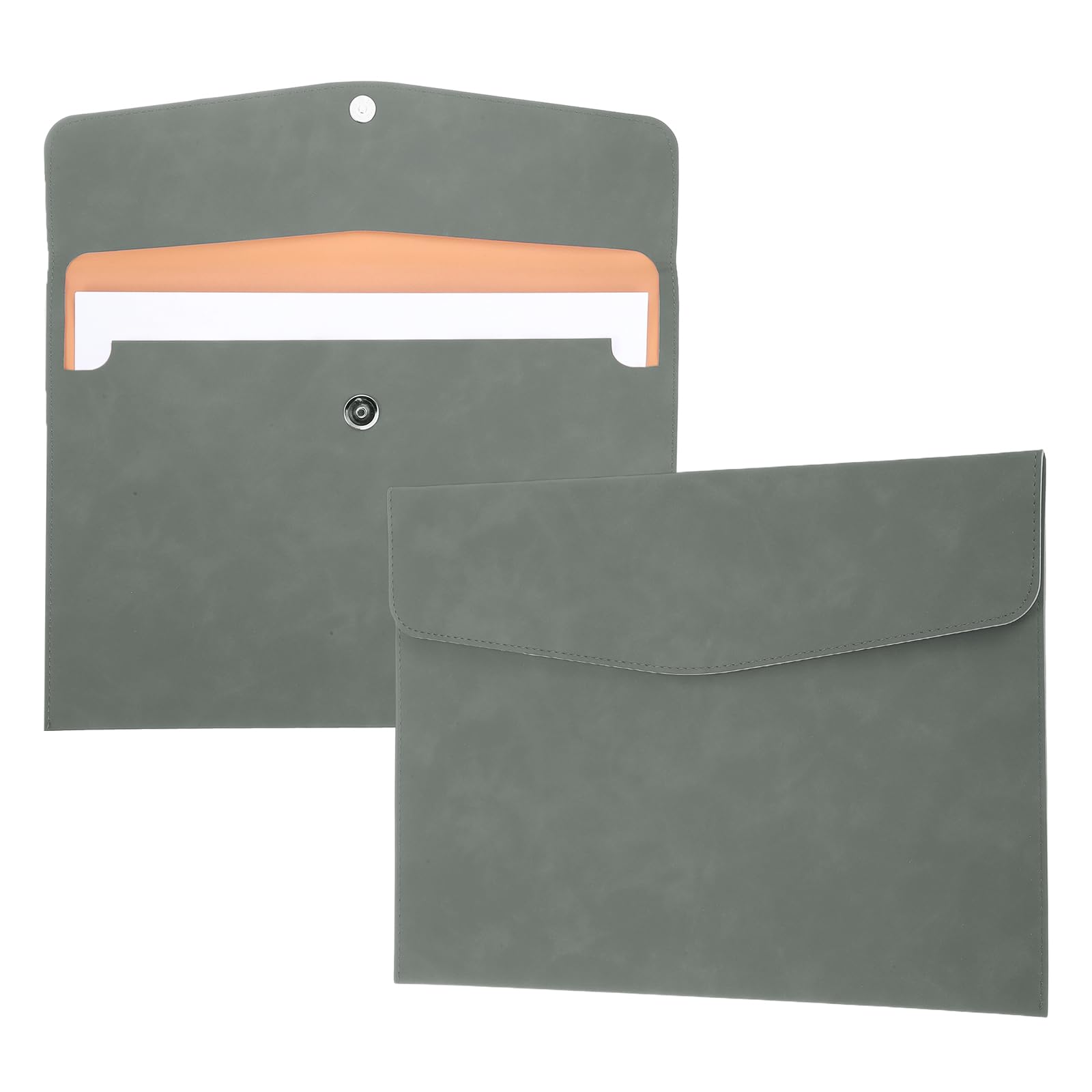 PATIKIL 2Pcs PU Leather File Folders, 13x9 A4 Document Holder Waterproof Envelope Folder with Snap Closure, Portable Portfolio Organizer Case for Paper Receipt, Gray