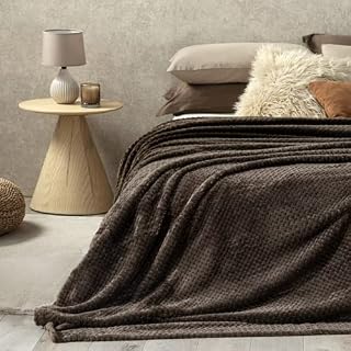 English Home Flannel Fleece Double Blanket Super Soft Warm Cozy Fluffy Blanket Bed Throw for Bedroom Bedspread Coverlet Bed Cover 150x200 cm Chocolate