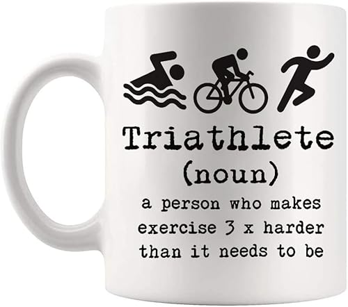 Fonhark - Taza divertida - Taza de café para triatleta. Taza de atleta deportiva Keep Fit, taza de café novedosa de 11 onzas, color blanco