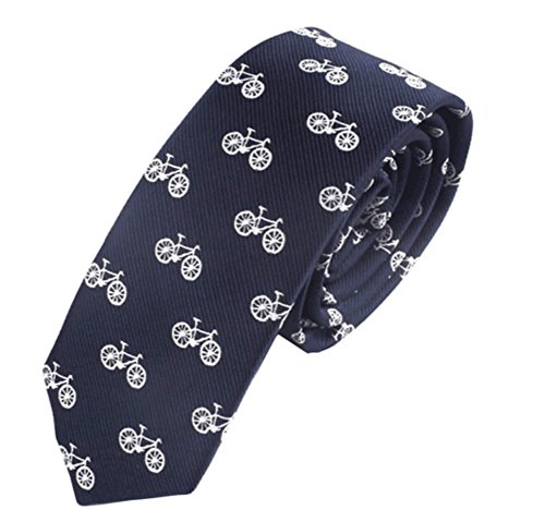 Corbatas de boda para hombre, de moda, corbata estrecha, de 5 cm, de poliéster, corbata de lazo, estilo informal, diseño de calaveras, bicicletas, color azul