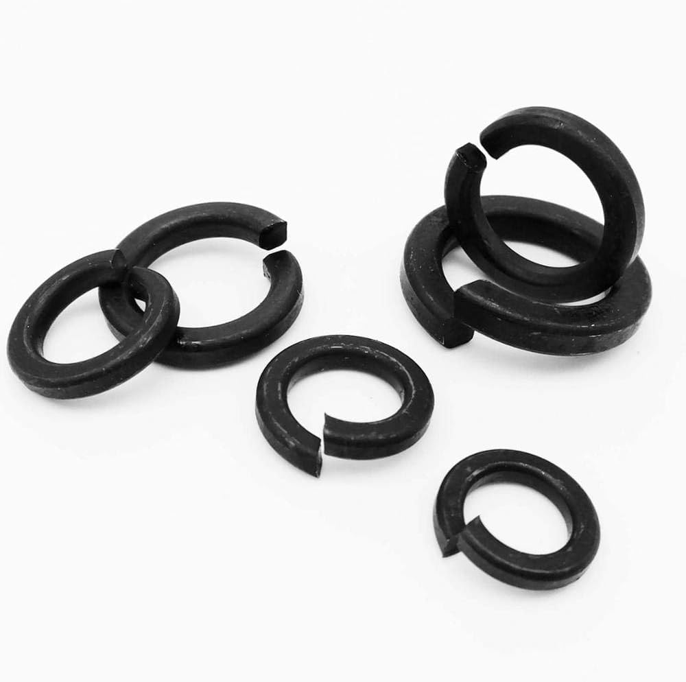 Arandelas de arandela plana grande, Junta elástica de acero negra con cerradura partida y arandela elástica de grado 8,8(25pcs,M10)