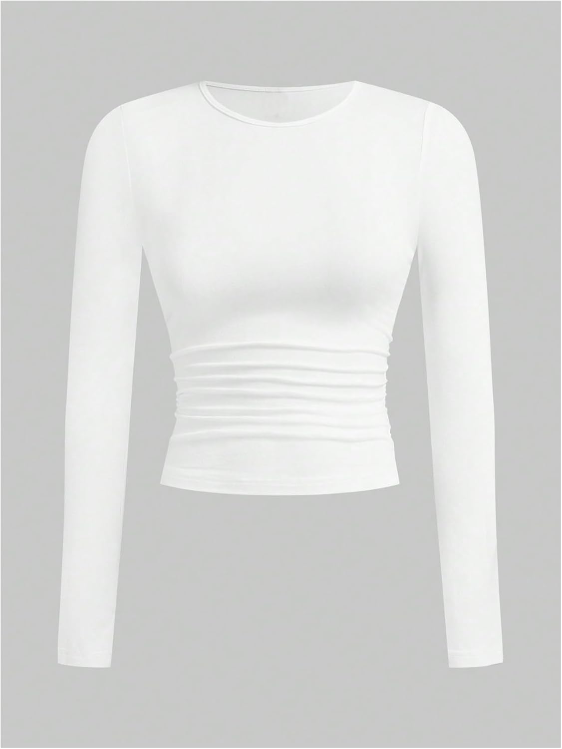 SOLY HUX Women's 4 Piece T Shirt Crewneck Long Sleeve Ruched Tee Slim Fitted Casual Basic Fall Tops Multicolor Large - Image 4