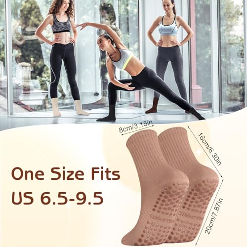 Image of Jspupifip Cute Pilates Socks with Grips for Women Non Slip Grip Yoga Socks Crew Sock for Ballet Barefoot Workout Hospital