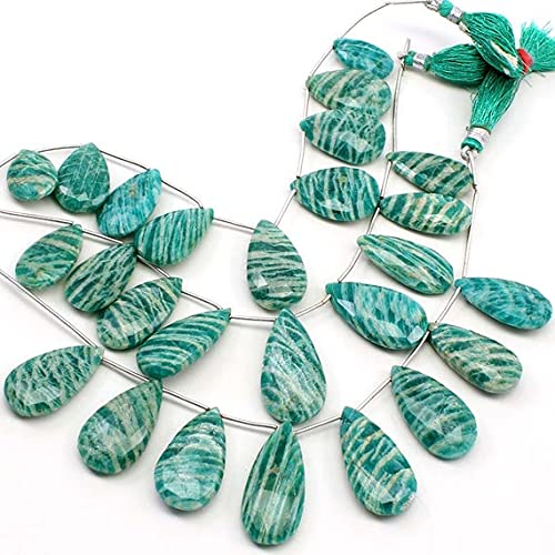 Perles d'amazonite lisses et facettées en forme de poire allongée pour création de bijoux DIY