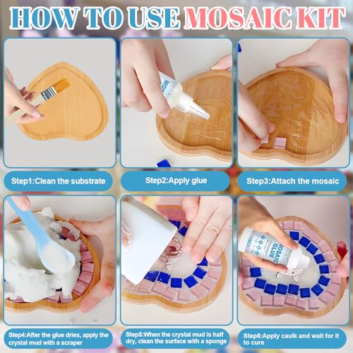 JAOJAO Mosaic Kit, Mosaic Grout, Glue and Joint Agent Waterproof Strong Adhesive Long-Lasting Protection for Bathroom Kitchen All Tiles Surfaces Home Decoration DIY Art Projects