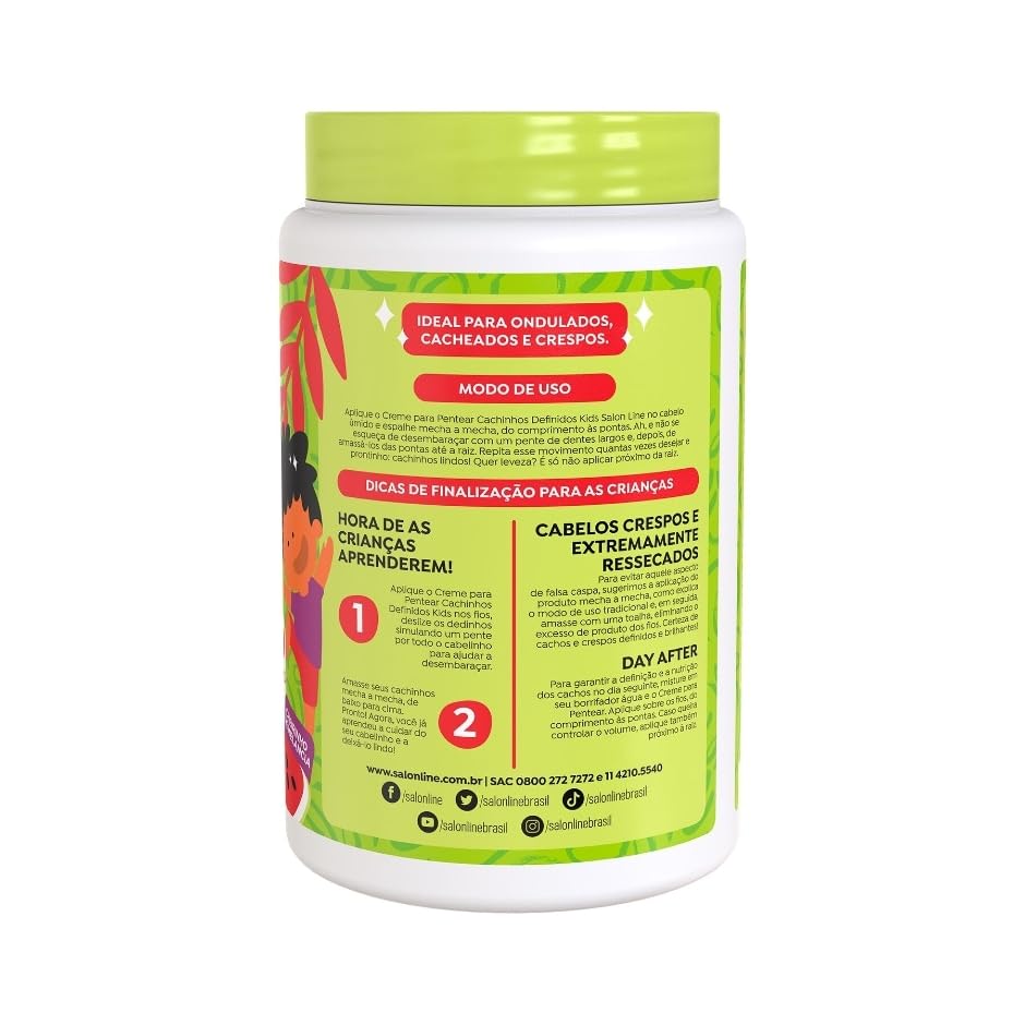 Salon Line - Linha Creme para Pentear (Kids) - Cachinhos Definidos 1000 Gr - (Combing Cream (Kids) Collection - Defined Curls Net 35.27 Oz)
