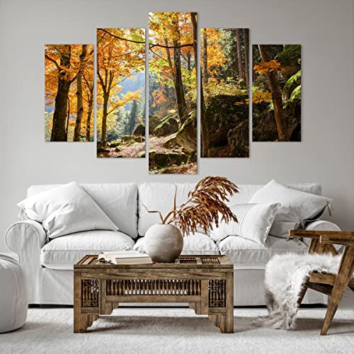 Tableau moderne 150x100cm triptyque d'automne en 5 parties pour salon - 3