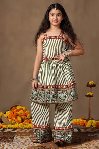 Image of Fashion Dream Girls Cotton Blend Printed Crop Top and Dhoti Set |Kids Ethnic Set |Suit for girls