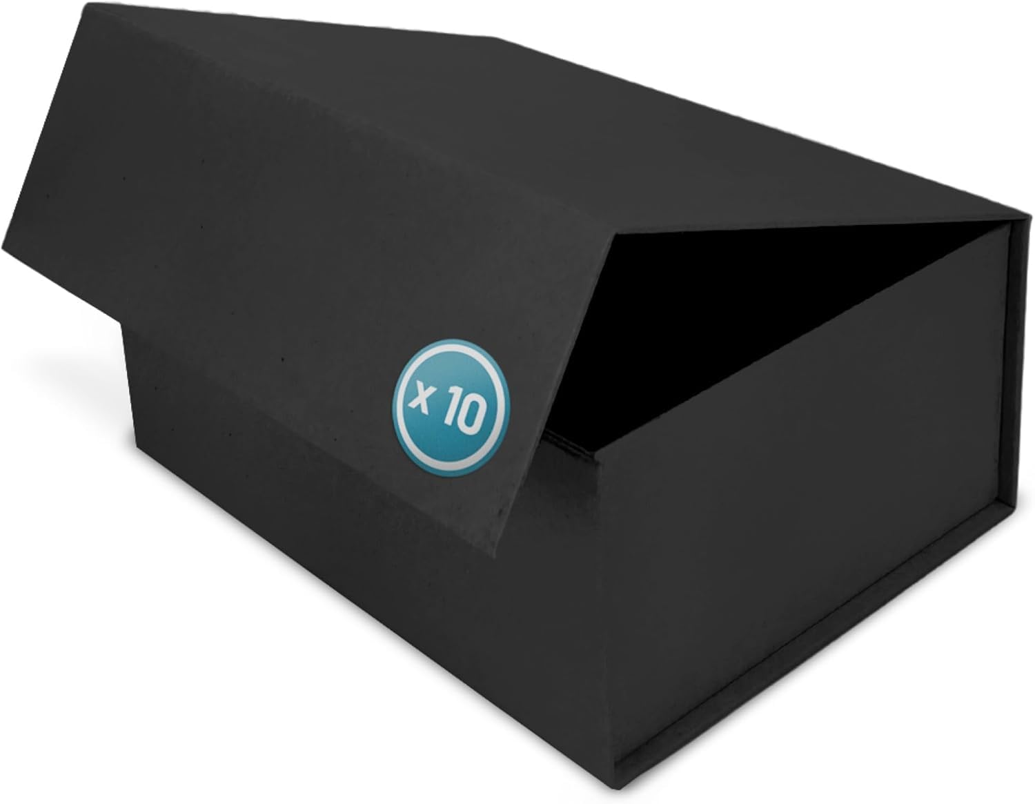 VERPACKUNGSWELT Caja de Regalo con Tapa - 45x35x20cm - 10 Piezas - Cajas Cartón para Regalos con Cierre Magnético - para Cumpleaños, Boda, Navidad, Nacimiento - Envoltorios Elegantes en Color Negro