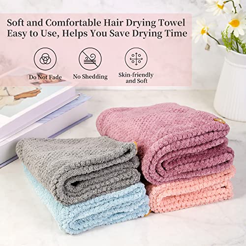 Domxies Microfiber Hair Towel Wrap, Hair Drying Towel, Ultra Absorbent Fast Drying Hair Towel Wraps For Wet Hair, Long, Curly, Thick, Frizzy Hair (Grey+Mint Green) #TOP5