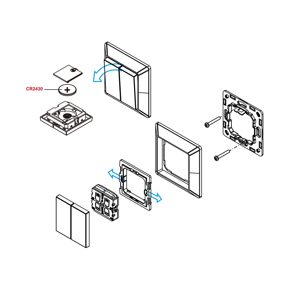 iCasa Zigbee Pulse 6P Wandschalter | Mattschwarz | Funktioniert nur mit Húe (Friends of Húe) und deCONZ | 4 geräuscharme Taster | Lange Batterielaufzeit
